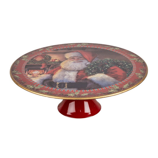 Vassoio per torte su piede Ø 29x10 cm Rosso Plastica Babbo Natale Riferimento 65754L  8720898077275